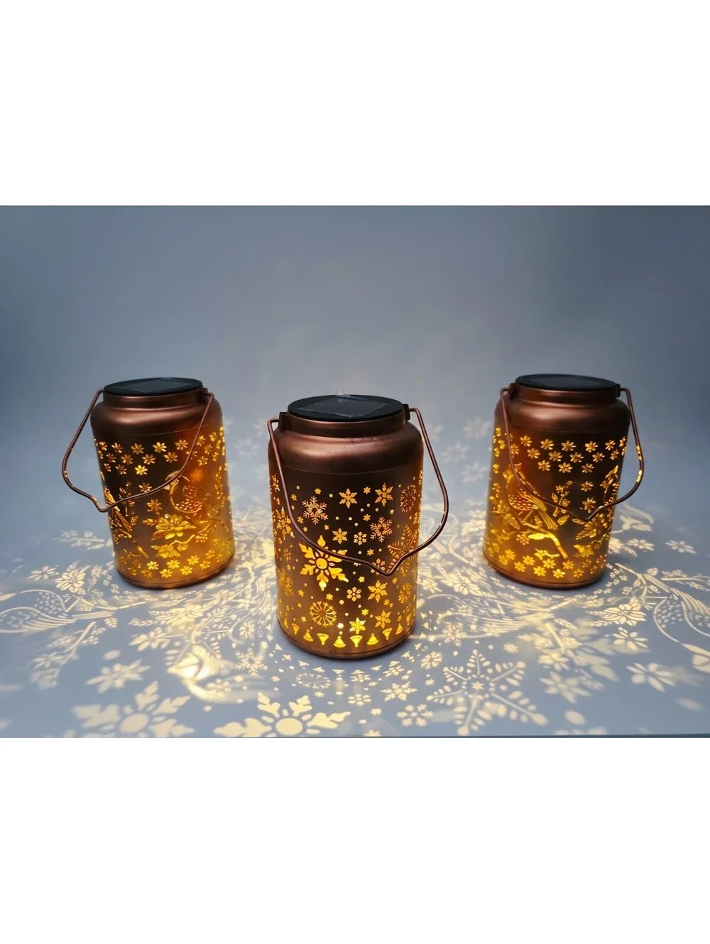 Set Of 3 Solar Powered Garden Lanterns